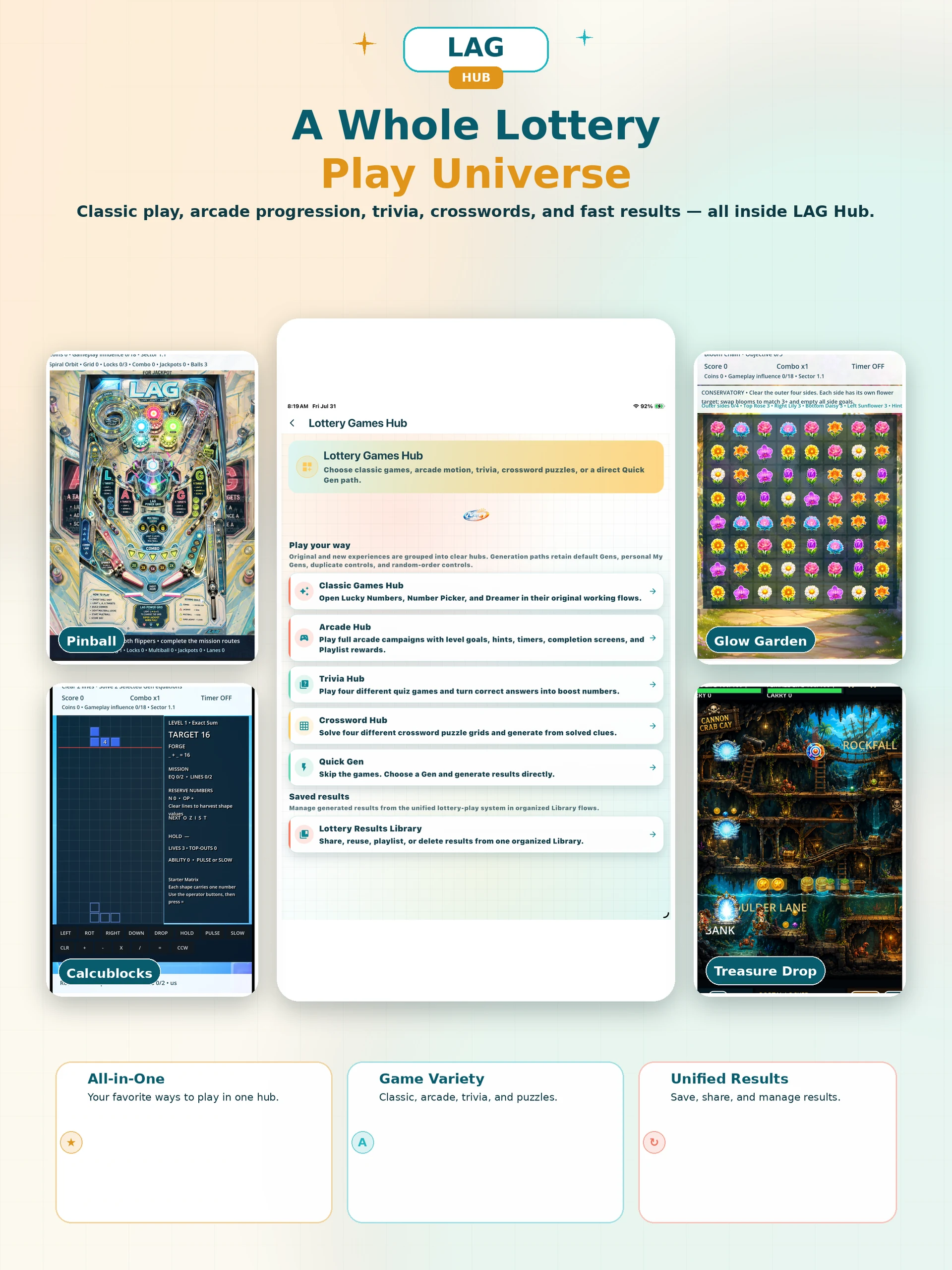 Lottery Arcade Games Hub screenshot
